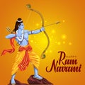 Happy Ram Navami festival of India. Lord Rama with arrow. vector illustration design