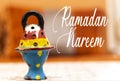 Happy ramadan with colorful painted fanous