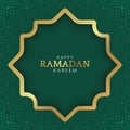 Happy Ramadan Kareem Islamic Arabic Green and Golden Pattern Background Royalty Free Stock Photo