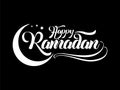 Happy Ramadan lettering greeting card on eastern oriental simple background