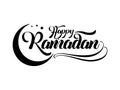 Happy Ramadan lettering greeting card on eastern oriental simple background