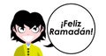 Happy Ramadan, Spanish, greetings, girl, isolated.