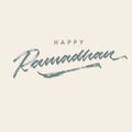 Happy ramadhan kareem roughen brush lettering typography greeting card poster