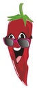 Happy chili pepper in sunglasses