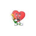 Happy red love with beer cartoon character design