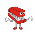 Happy red staples cartoon illustration with a white background