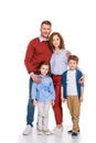 happy redhead family with two children standing together and smiling at camera Royalty Free Stock Photo