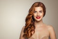 Happy redhead woman portrait. Elegant red head girl Royalty Free Stock Photo