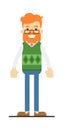 Happy redheaded bearded hipster character