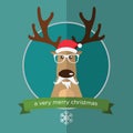 Happy reindeer in flat design.