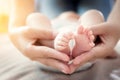 Happy relationship in family concept : Newborn baby feet Royalty Free Stock Photo