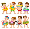 Happy Relax Holiday Children Swimming Pool Party using inflatable floats