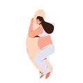 Happy relaxed pregnant woman sleeping using special comfortable pillow to relief from back pain