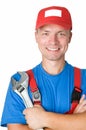 Happy repairman worker serviceman Royalty Free Stock Photo