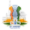 Happy Republic Day of India tricolor background for 26