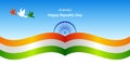 Happy Republic Day India with tricolor flag greeting vector