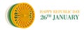 Happy Republic Day 26th January with 3d Ashoka Chakra effect