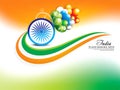 Happy republic day wave background with balloon