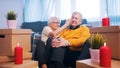 Happy retired couple enjoying valentines day with candle lights. Love romance and dating at old age Royalty Free Stock Photo