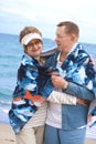 Happy retired hugging couple Royalty Free Stock Photo