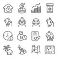 Happy retirement icon illustration vector set. Contains such icons as Retire, Old man, Investing, Retire plan, Grandparent, nursin