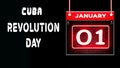 Happy Revolution Day of Cuba, 01 January. World National Days Neon Text Effect on background