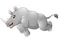 Happy rhino cartoon running Royalty Free Stock Photo