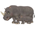 Happy Rhinoceros Family Royalty Free Stock Photo