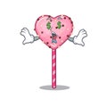 Happy rich candy heart lollipop cartoon character with Money eye