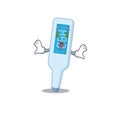 Happy rich cartoon concept of digital thermometer with money eyes