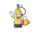 A happy rich oxygen cylinder waving and holding Shopping bag Royalty Free Stock Photo