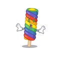 Happy rich rainbow ice cream cartoon character with Money eye Royalty Free Stock Photo