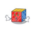 Happy rich rubic cube cartoon character with Money eye