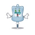 Happy rich saline bag with Money eye cartoon character style