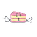 Happy rich strawberry slice cake cartoon character with Money eye Royalty Free Stock Photo