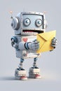 Happy Robot Delivering Email for Modern Website.