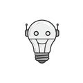 Happy Robot Lightbulb Pixel Art Illustration Royalty Free Stock Photo