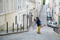 Happy romantic couple is hugging on Montmartre Royalty Free Stock Photo