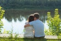 Happy romantic couple in love and having fun outdoor in summer day, beauty of nature, harmony concept Royalty Free Stock Photo