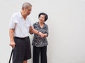 Happy romantic senior asian couple take care of each other. How long has it been.The Love has never been changed. Royalty Free Stock Photo