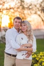 Happy Romantic Young Couple Enjoying Beautiful Sunset Walk on the Black Sea Embankment. Travel Vacation Lifestyle Concept Royalty Free Stock Photo