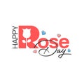 Happy Rose Day Typography Text Deisgn, Flat simple Creative rose day greeting stickers design