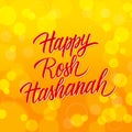 Happy Rosh Hashanah hand lettering. Jewish New Year holiday card template.