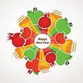 Happy Rosh Hashanah, Jewish holiday. apples, pomegranates and honey