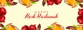 Happy Rosh Hashanah text on background decorated by dripper with