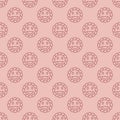 Happy Round Smiling Flower vector outline seamless pattern in Groovy style