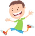 Happy running boy cartoon character Royalty Free Stock Photo