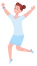 Happy running girl. Joyful active kid character