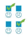 Happy and sad checkmark faces Royalty Free Stock Photo