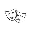 Happy and sad drama mask, simple outline icon Royalty Free Stock Photo